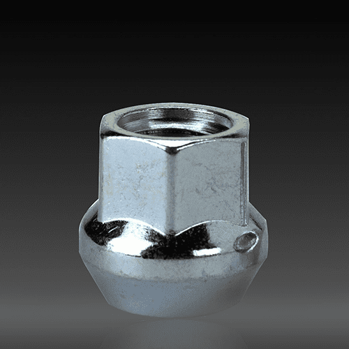 A close up of the end of an aluminum nut.