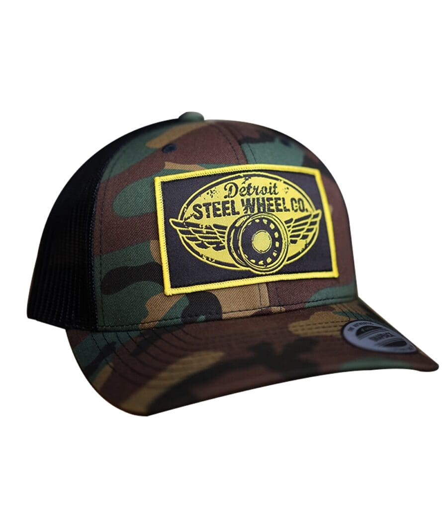 A hat with a patch on it