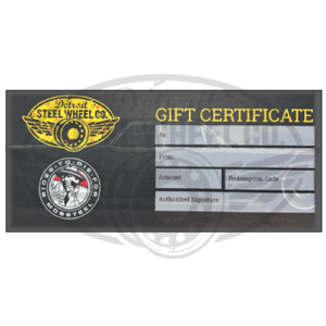 A gift certificate for the street wolves motorcycle club.